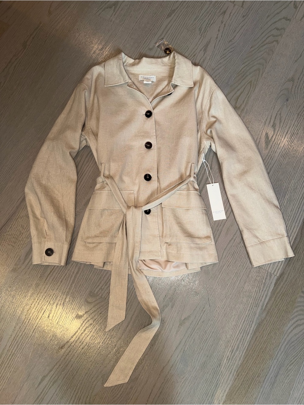 Calypso St. Barth Light Beige Tie-Waist Jacket